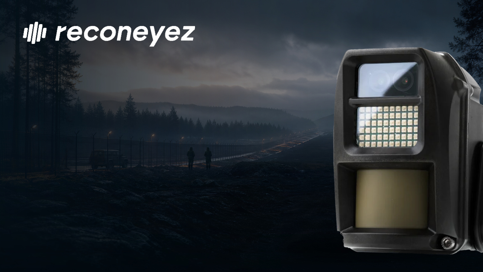 Reconeyez — monitoring device on a perimeter at dusk